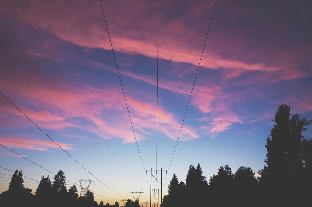 Stockbild inom energi: power lines, nature, electricity