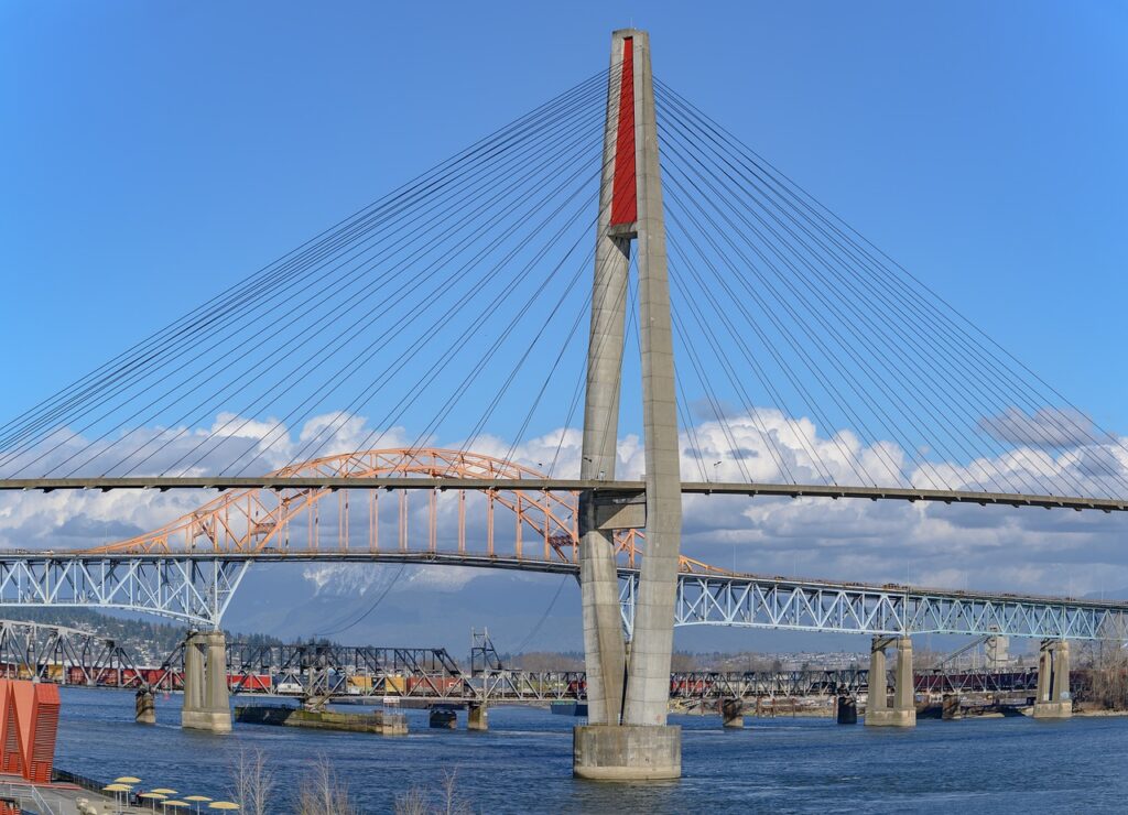 Stockbild inom infrastruktur: suspension bridge, transportation, span